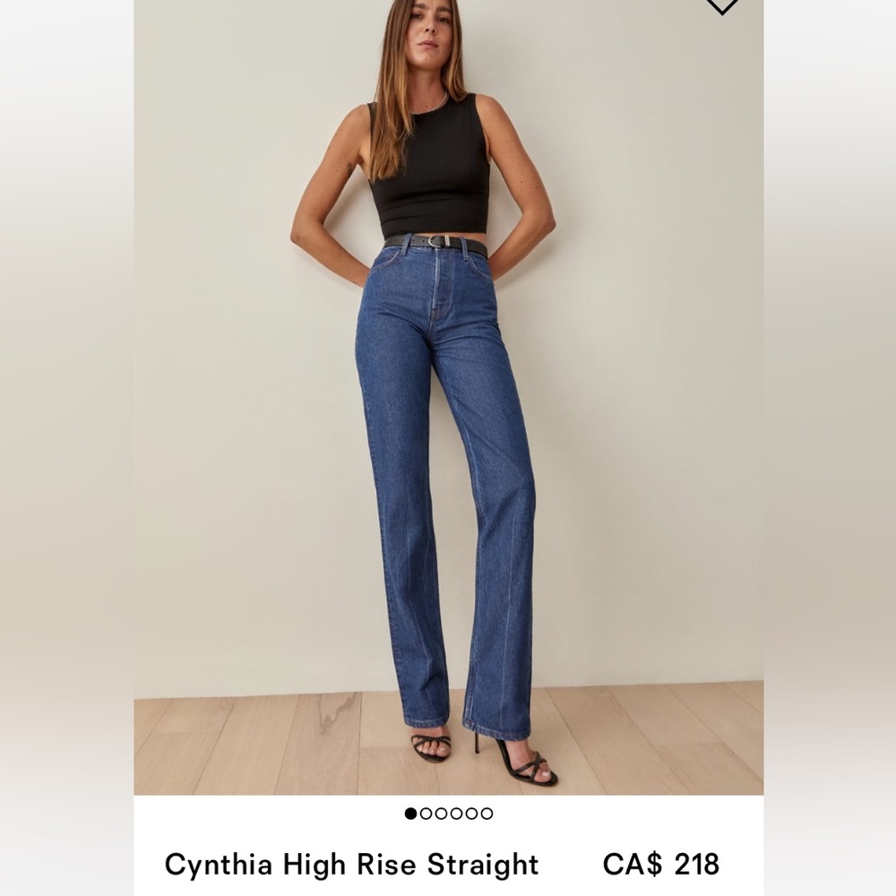 Reformation Cynthia High Rise Straight Leg Jeans in Classic Blue